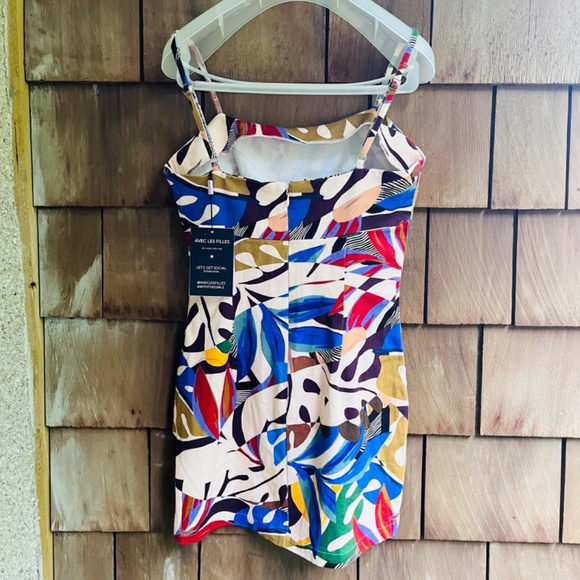 Anthropologie Women's Denim Printed Square-Neck Bodycon Mini Dress - Picture 11 of 15